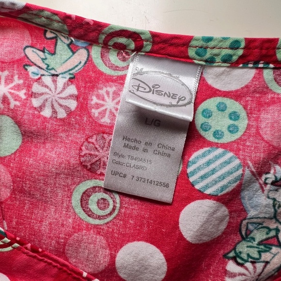 Vintage Disney Fairies Tinkerbell Christmas Scrub Top Size Large - Picture 6 of 7